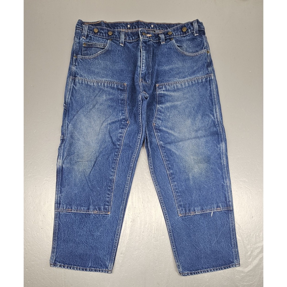 Vintage Prison Blues Double Knee Jeans Mens 40x27 Blue Carpenter USA Made